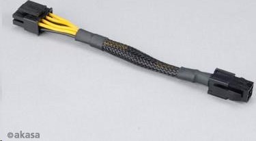 AKASA redukčný kábel zo 4pin ATX 12V samica na 8pin (4+4) ATX 12V samec, 15cm
