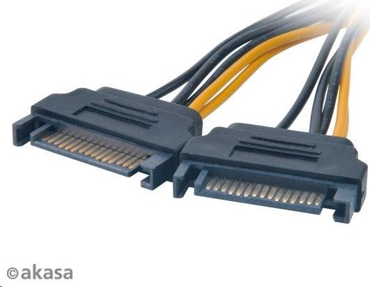 Adaptačný kábel AKASA 2xSATA na 6pin PCIE, 15 cm