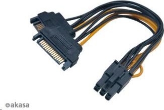 Adaptačný kábel AKASA 2xSATA na 6pin PCIE, 15 cm