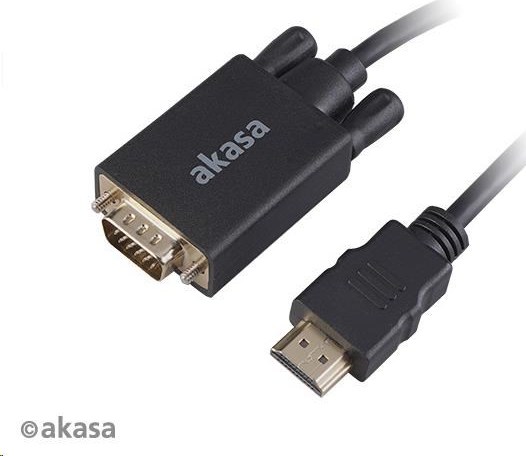 Kábel AKASA HDMI na VGA, pozlátené konektory, 2 m