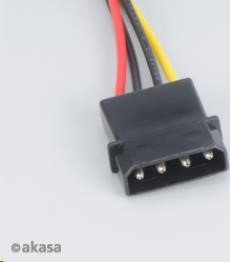 AKASA kábel SATA redukcia napájania zo 4pin Molex konektora na 2x SATA, 30cm