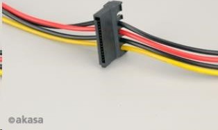 AKASA kábel SATA redukcia napájania zo 4pin Molex konektora na 2x SATA, 30cm