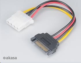 Kábel AKASA redukcia napájania SATA na 4pin Molex, 15 cm