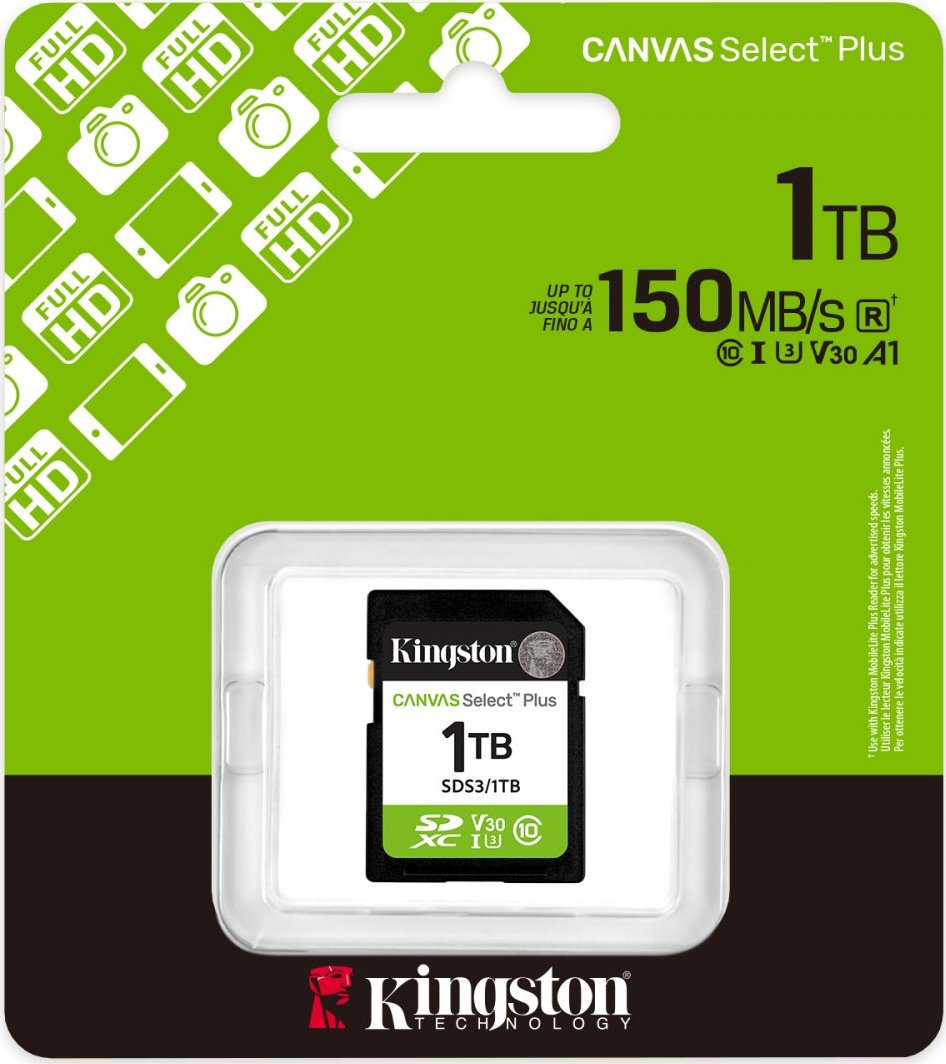 Kingston SDXC karta 1TB Canvas Select Plus, U1, V10, A1