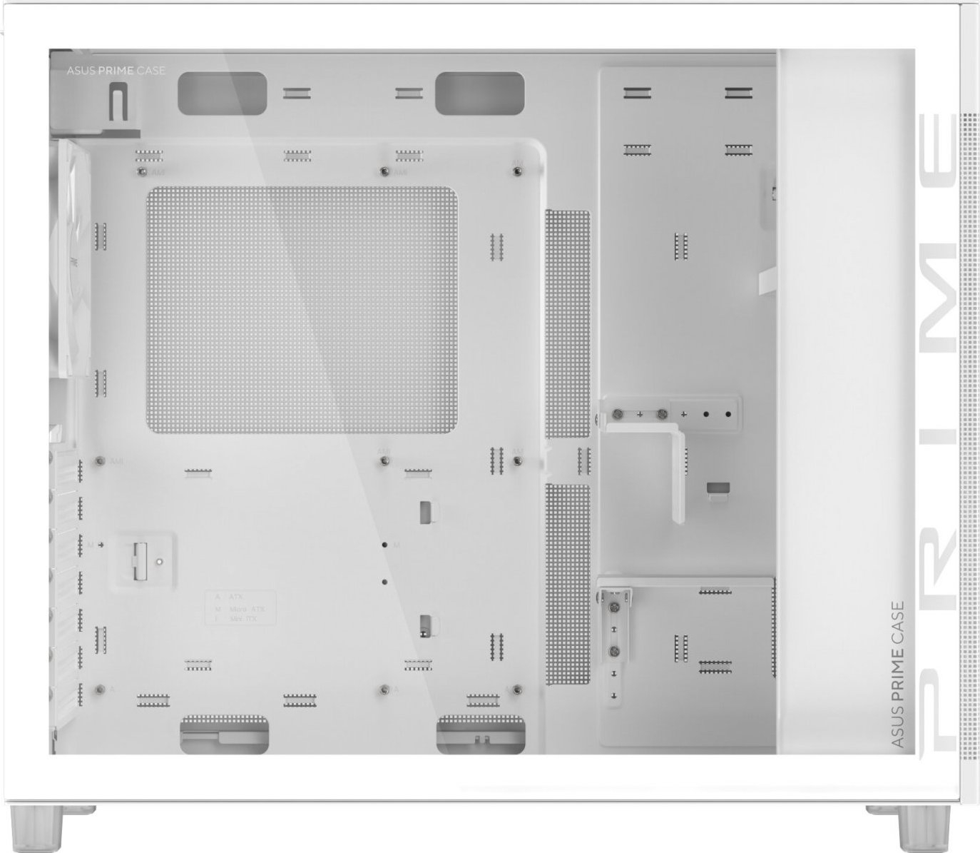 ASUS case PRIME AP303 TG WHITE, ATX, průhledná bočnice,1x120mm, bílá
