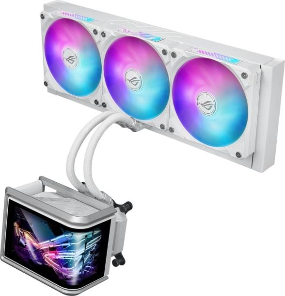 ASUS vodní chladič CPU AIO ROG RYUO IV SLC 360 ARGB, 3x120 mm, LGA1851, AM5, bílá