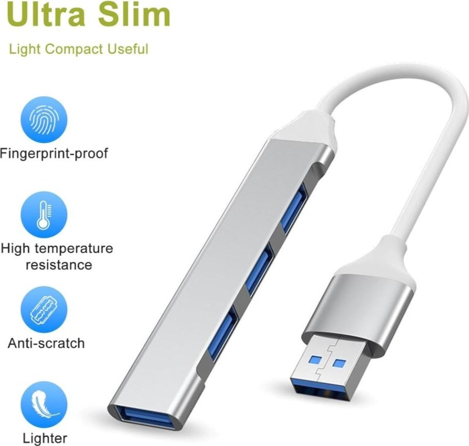 PremiumCord Hub USB3.2A na USB3.2 A + 3x USB2.0 A, SuperSpeed 5Gbps, hliníkové pouzdro