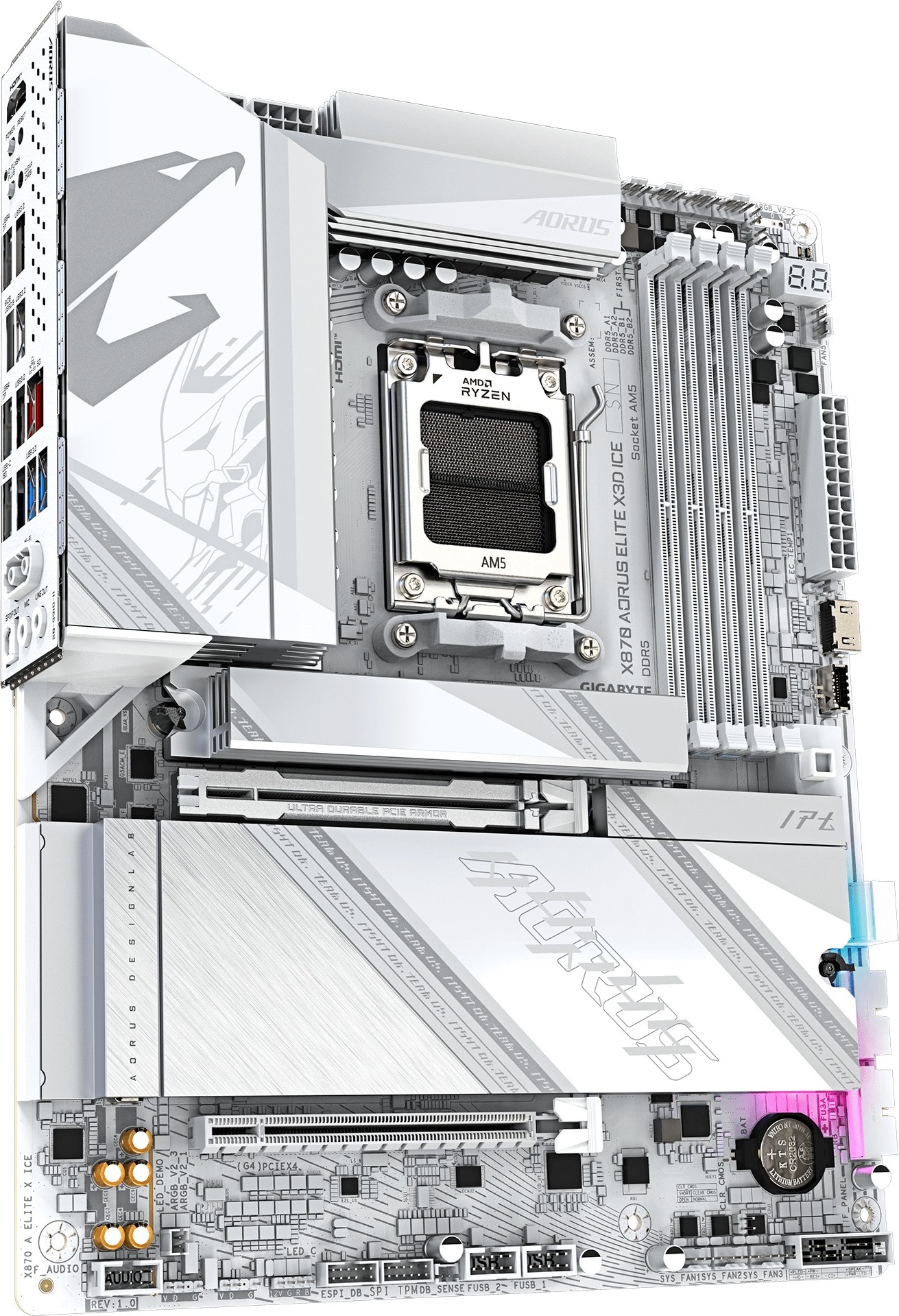 GIGABYTE MB Sc AM5 X870 A ELITE X ICE, AMD X870, 4xDDR5, 2xUSB-C, 2x HDMI, Wifi, ATX
