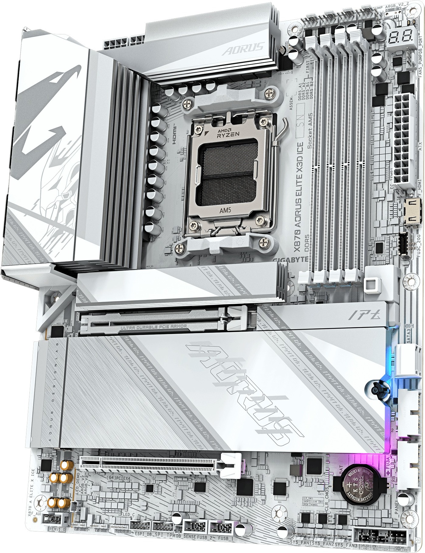 GIGABYTE MB Sc AM5 X870 A ELITE X ICE, AMD X870, 4xDDR5, 2xUSB-C, 2x HDMI, Wifi, ATX