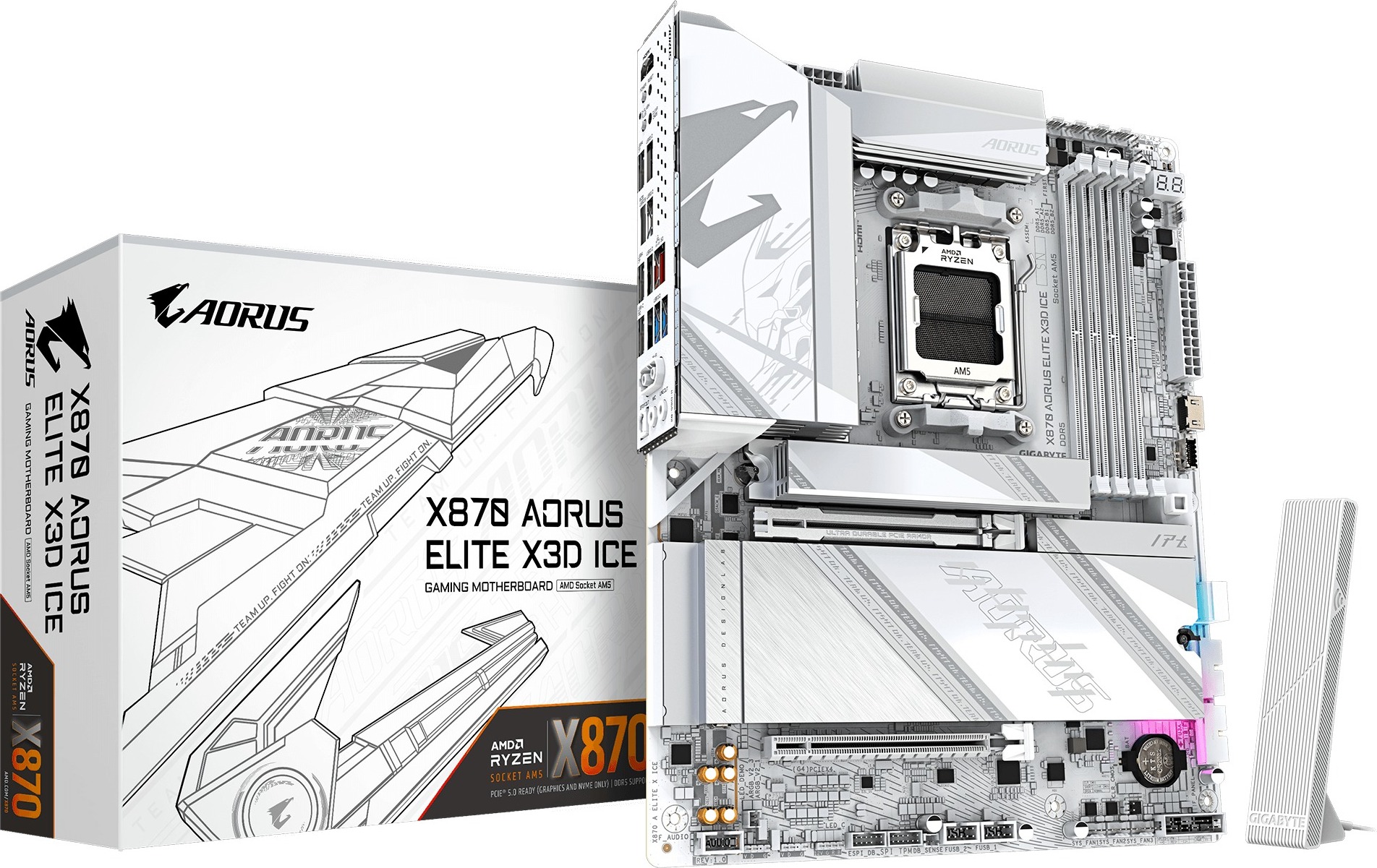 GIGABYTE MB Sc AM5 X870 A ELITE X ICE, AMD X870, 4xDDR5, 2xUSB-C, 2x HDMI, Wifi, ATX