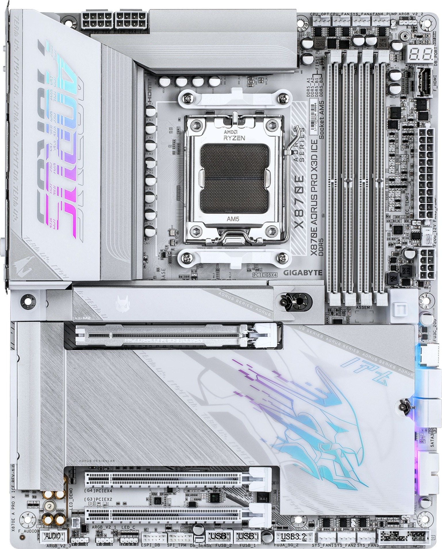 GIGABYTE MB Sc AM5 X870E A PRO X ICE, AMD X870E, 4xDDR5, 2x USB-C, 2xHDMI, ATX