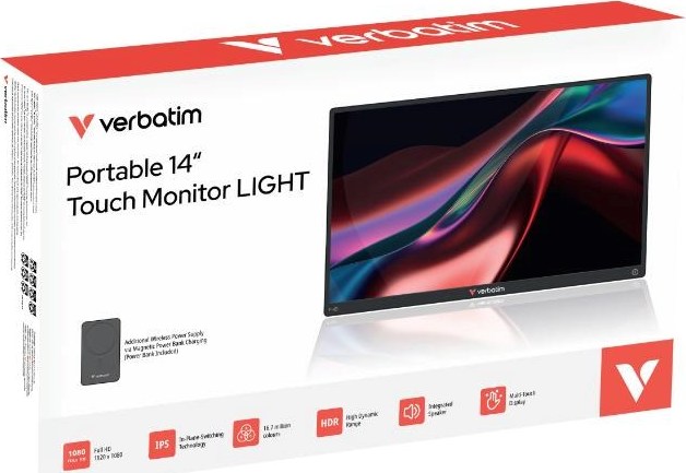 Verbatim Přenosný dotykový monitor 14" FHD LIGHT s powerbankou 5000mAh