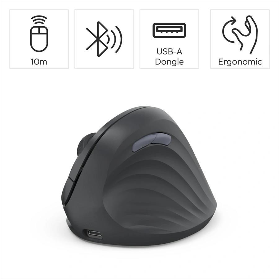 Hama vertikálna ergonomická bezdrôtová myš EWM-600R, pre pravákov, nabíjacia, čierna