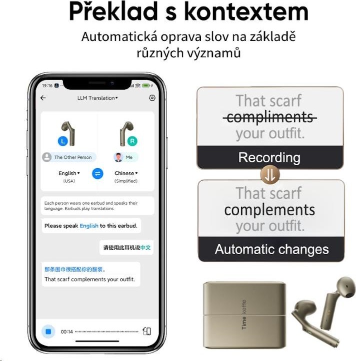 Timekettle W4 AI Chytrý překladač, gold