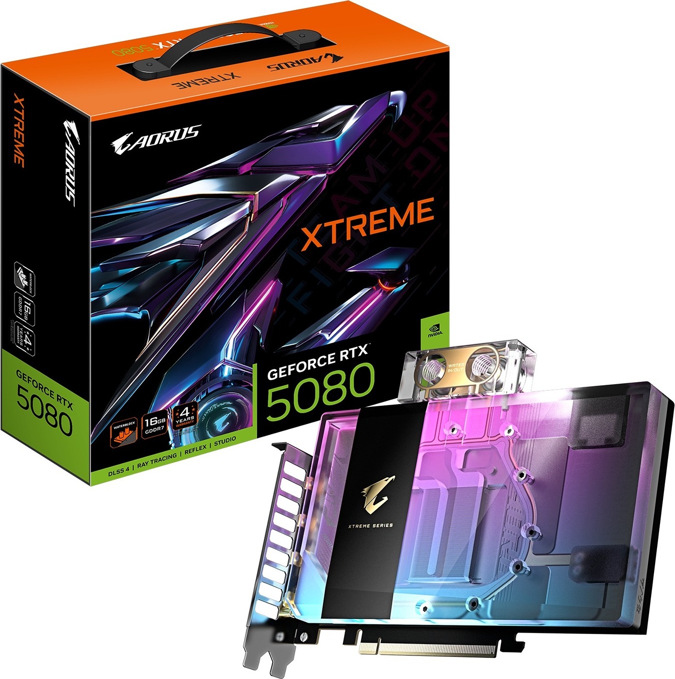 GIGABYTE VGA NVIDIA GeForce RTX 5080 XTREME WATERFORCE WB 16G, 16G GDDR7, 3xDP, 1xHDMI