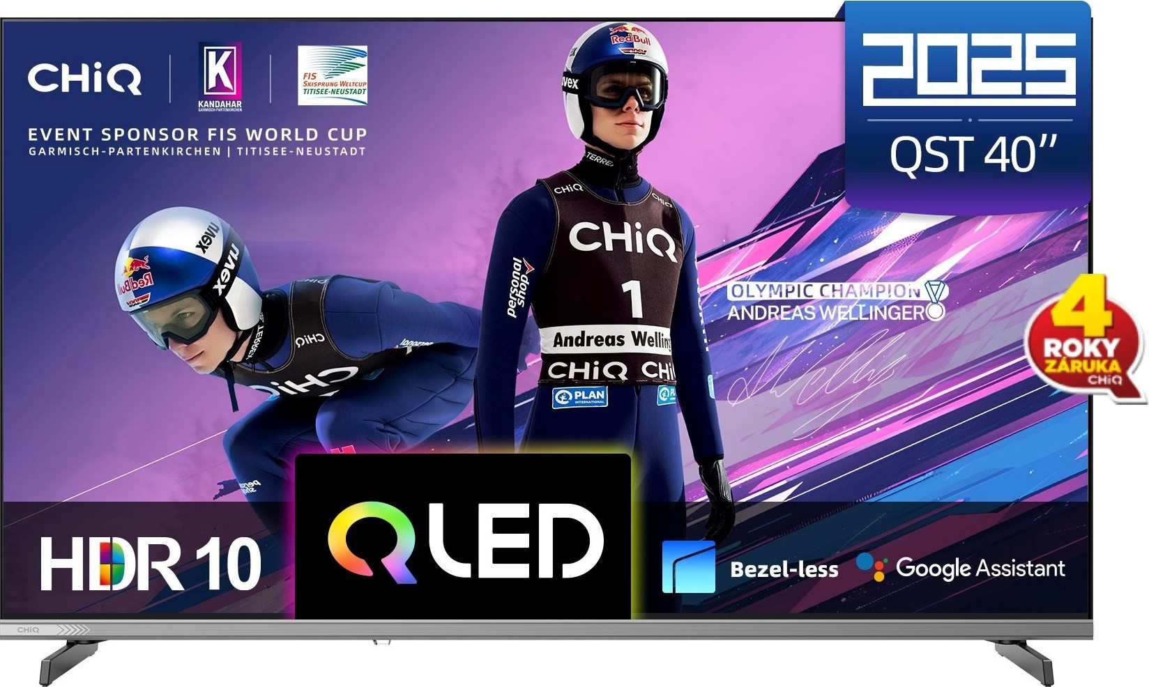 CHiQ L40QST TV 40", QLED, Full HD, Google TV, Frameless, Dolby Audio, dbx-tv, HDR 10