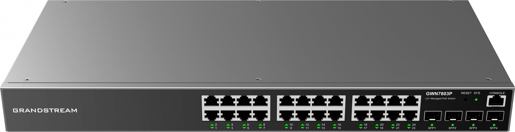 Grandstream GWN7803P L2+ Managed Network PoE Switch 24x 1Gb RJ45, 4x SFP, DHCP, QoS, VLAN