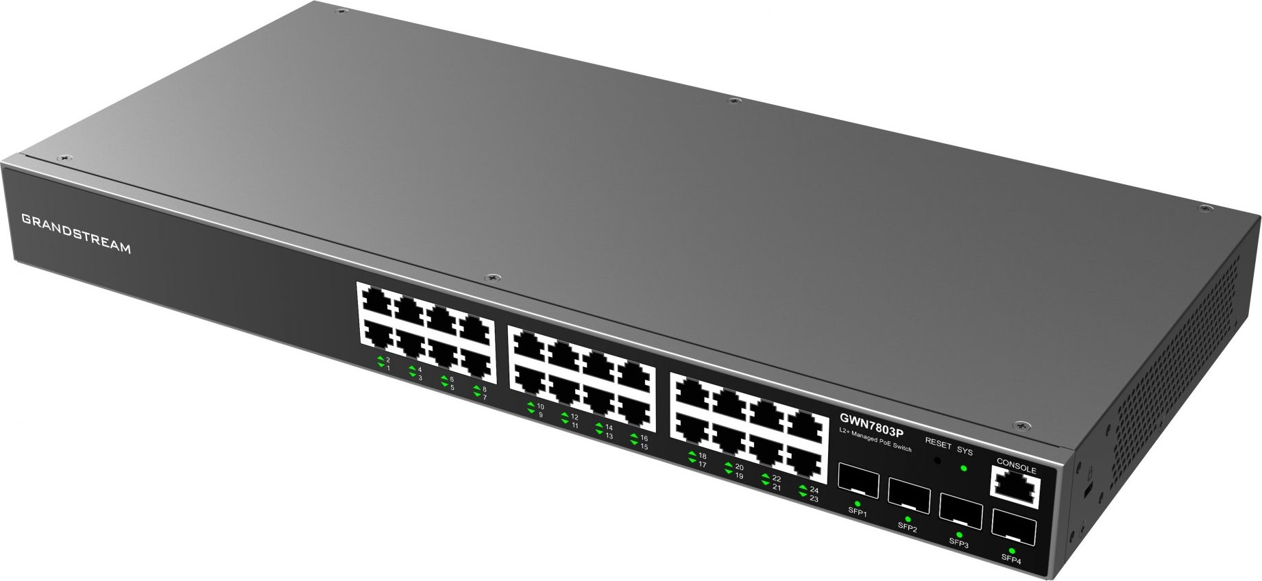 Grandstream GWN7803P L2+ Managed Network PoE Switch 24x 1Gb RJ45, 4x SFP, DHCP, QoS, VLAN