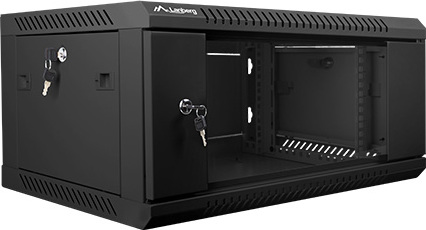 LANBERG Nástěnný rack 19'' 4U 600X450mm černý flat pack