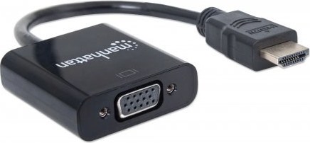 MANHATTAN Prevodník HDMI na VGA (HDMI samec na VGA samica, čierny, Polybag)