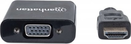 MANHATTAN Prevodník HDMI na VGA (HDMI samec na VGA samica, čierny, Polybag)