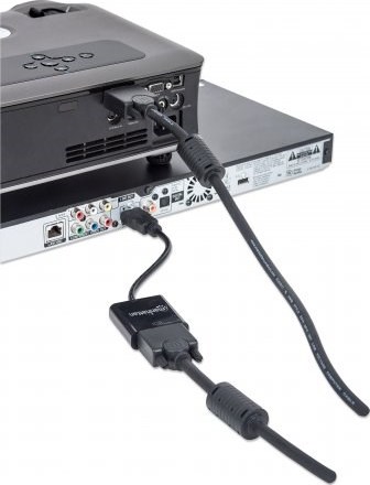 MANHATTAN Prevodník HDMI na VGA (HDMI samec na VGA samica, čierny, Polybag)