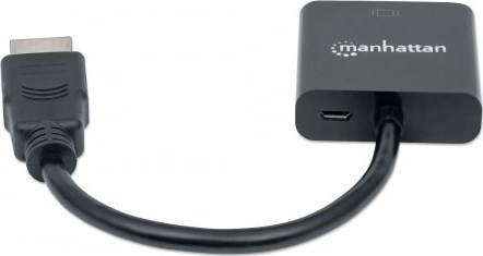 MANHATTAN Prevodník HDMI na VGA (HDMI samec na VGA samica, čierny, Polybag)