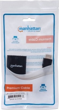 MANHATTAN Prevodník HDMI na VGA (HDMI samec na VGA samica, čierny, Polybag)