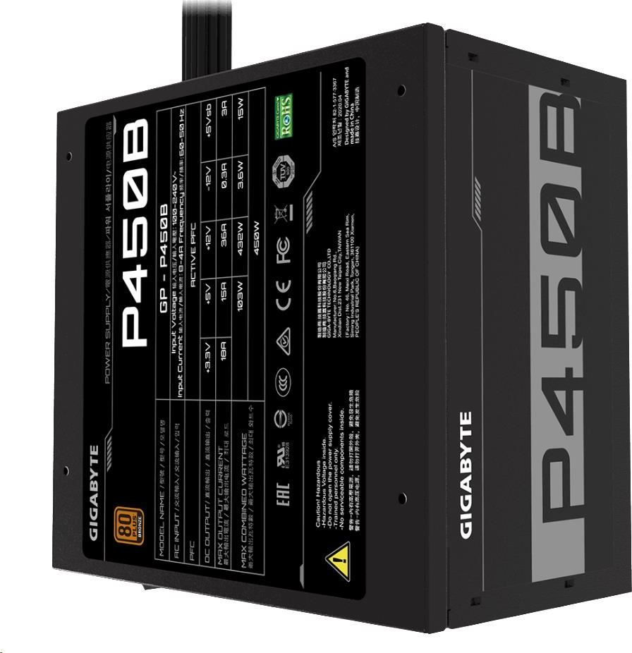 Napájací zdroj GIGABYTE P450B, 450W, 80plus bronze, 12 cm ventilátor
