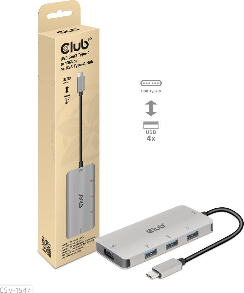 Club 3D Club3D Hub USB-C Gen2 na 10Gbps 4x USB Type-A Hub