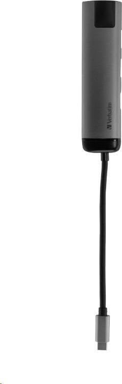 VERBATIM 49141 Multiportový USB-C HUB, 2x USB 3.0, 1x USB-C, HDMI, LAN, šedý dok