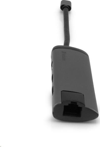 VERBATIM 49141 Multiportový USB-C HUB, 2x USB 3.0, 1x USB-C, HDMI, LAN, šedý dok