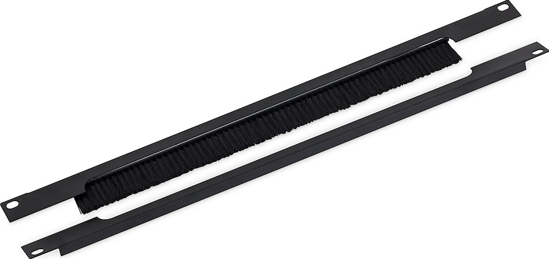 TRITON 19" 1U horizontálne delený priechodný panel, štetec, otvor 350 x 21 mm, čierny