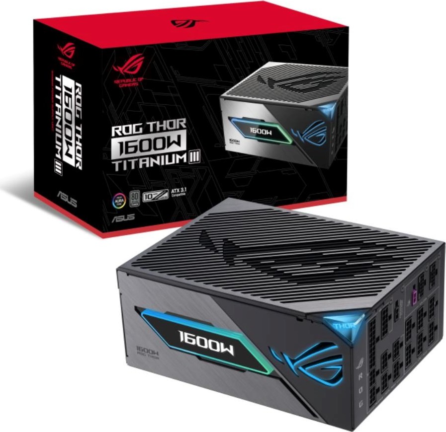 ASUS zdroj ROG THOR 1600W Titanium III, 135mm, Plně modulární, 80 Plus Titanium, ATX 3.1