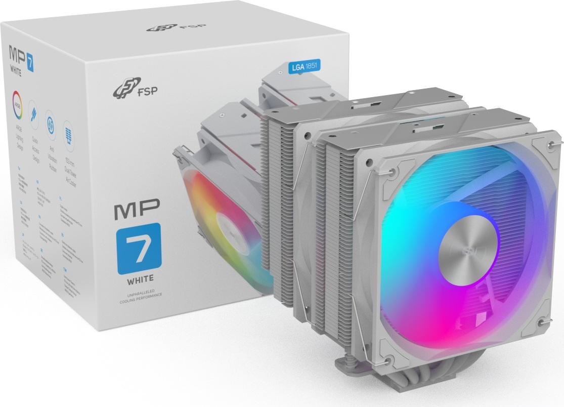 FSP Chladič CPU MP7-WA Dual, 120mm FDB Fan, White