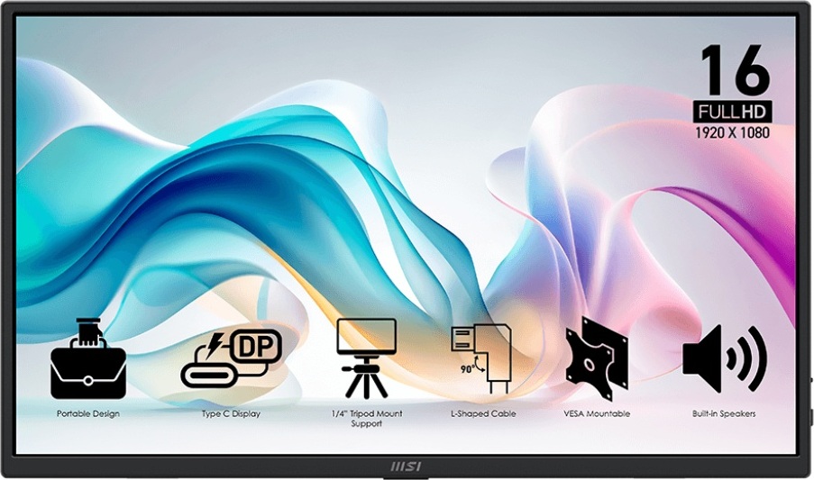 MSI LCD PRO MP165 E6, 15.6", IPS, FHD, 60Hz, 4ms, Black