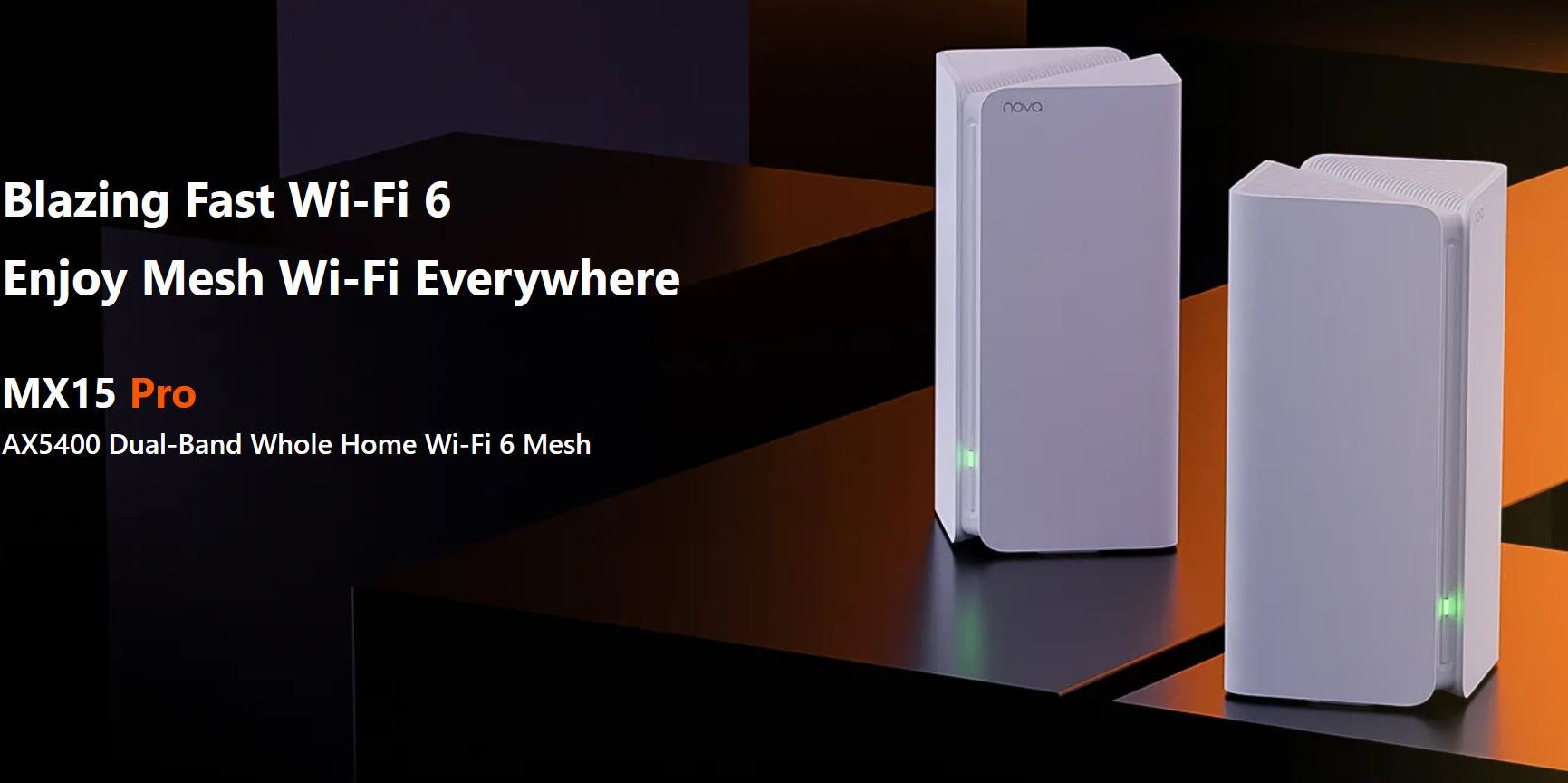 Tenda MX15 Pro (2-pack) Nova Wireless Mesh AX5400 WiFi-6 Router 5378 Mb/s