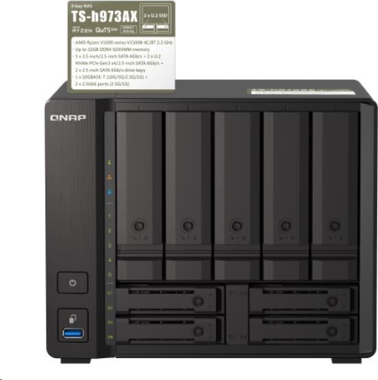 QNAP TS-h973AX-32G (4C/RyzenV1500B/2,2GHz/32GBRAM/9xSATA/2x2,5GbE/1x10GbE/4xUSB3.2)