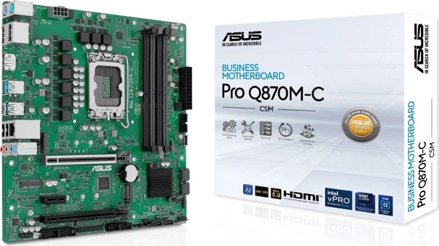 ASUS MB Sc LGA1851 PRO Q870M-C-CSM, Intel Q870, 4xDDR5, 2xDP, 1xHDMI, mATX