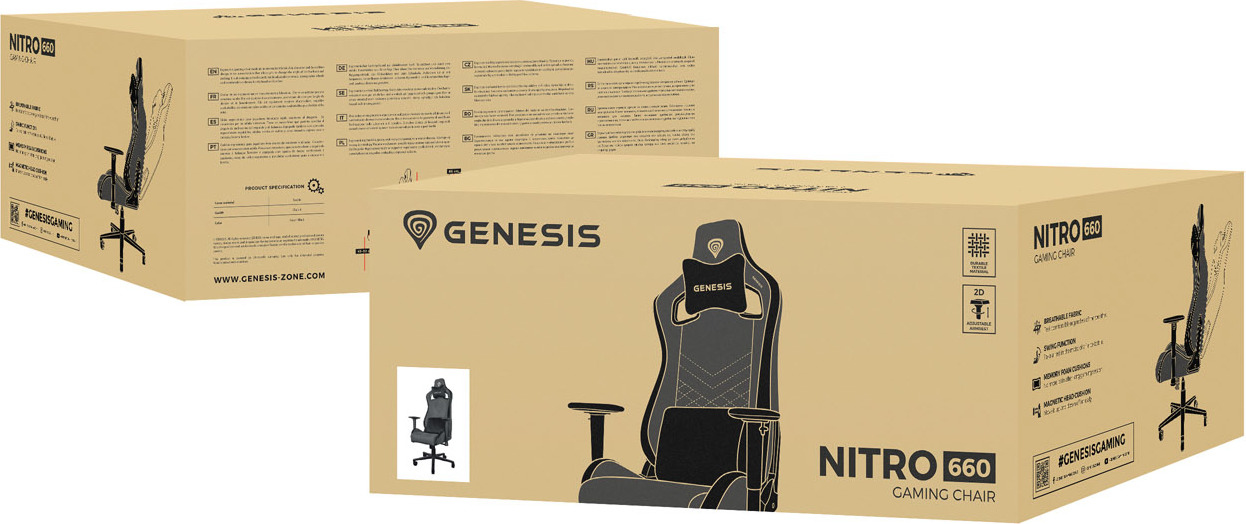 Herní křeslo Genesis NITRO 660, Šedo-černé