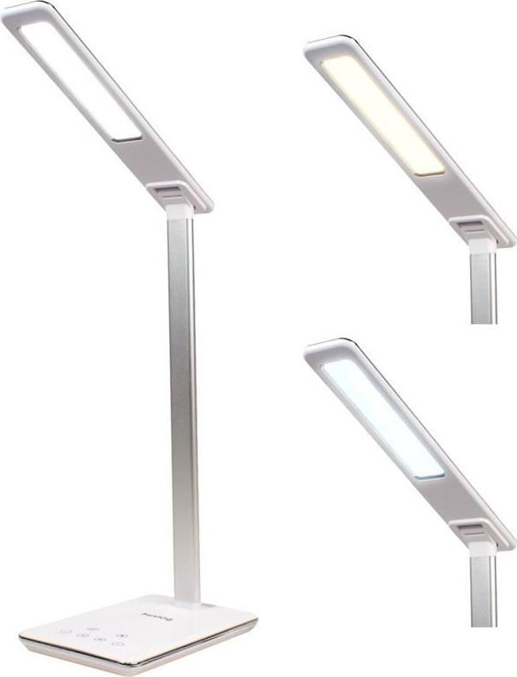 FOREVER Stolní LED lampička Huslog bílá s bezdrátovou nabíječkou