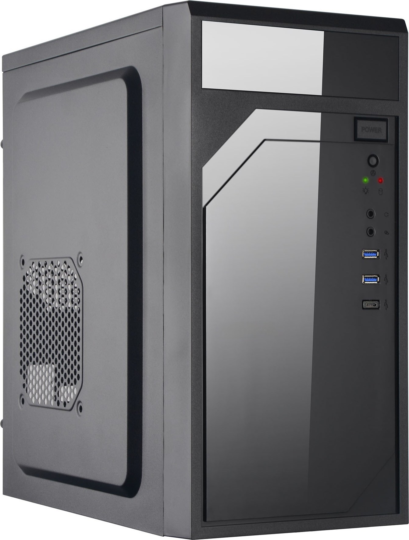 EUROCASE skříň ML M6-590B, Mini Tower, 1xUSB-C, 2x USB 3.0, 2x audio, černá