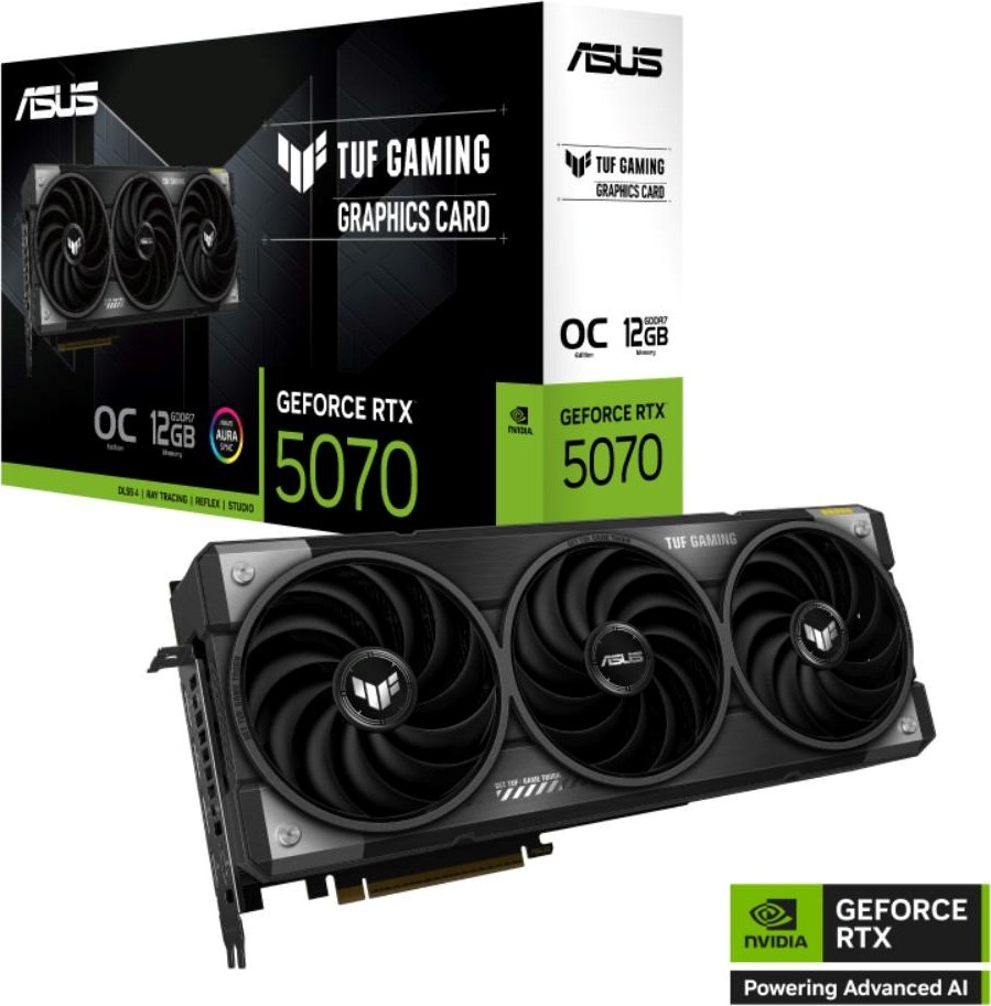 ASUS VGA NVIDIA GeForce RTX 5070 TUF GAMING 12GB OC, 12GB GDDR7, 3xDP, 1xHDMI