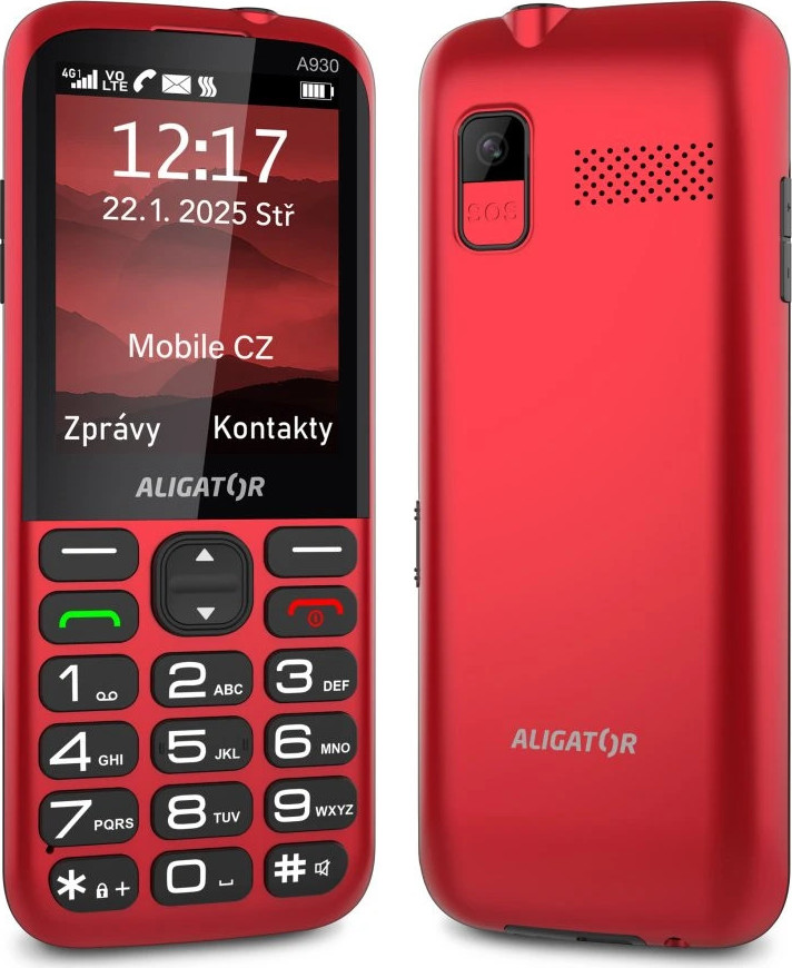 ALIGATOR A930 GPS Senior červený +st.nab.