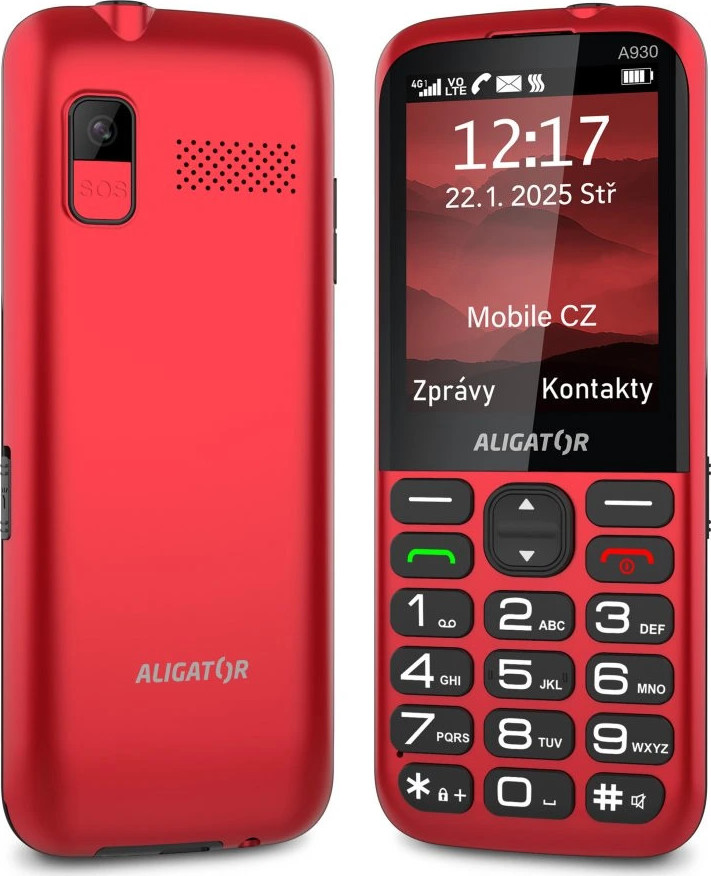 ALIGATOR A930 GPS Senior červený +st.nab.
