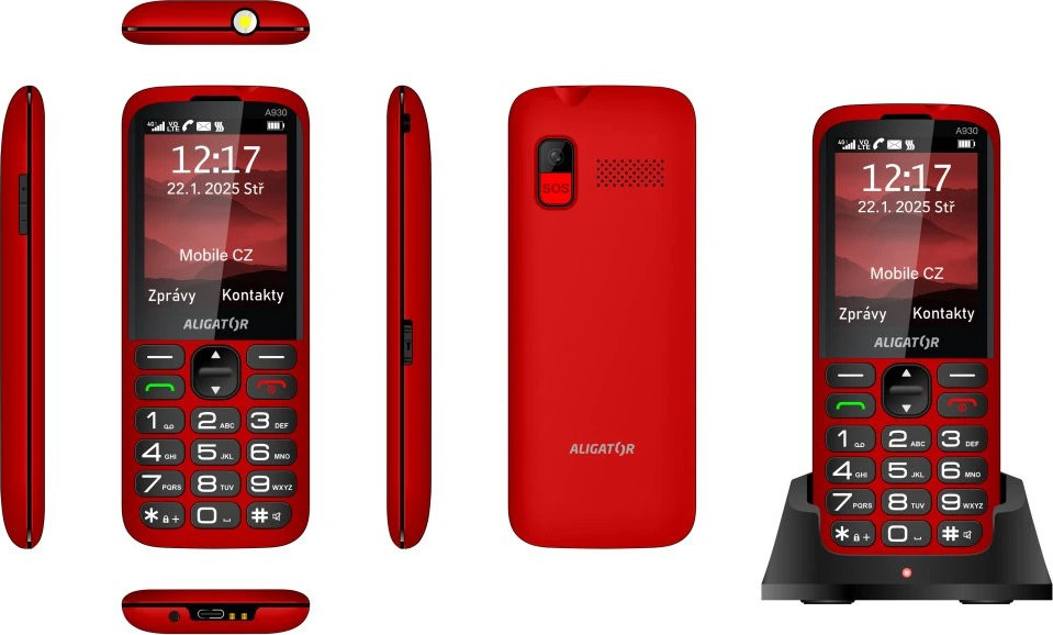 ALIGATOR A930 GPS Senior červený +st.nab.