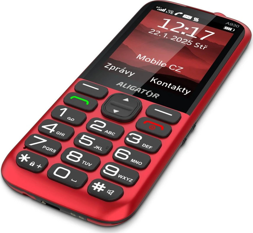 ALIGATOR A930 GPS Senior červený +st.nab.