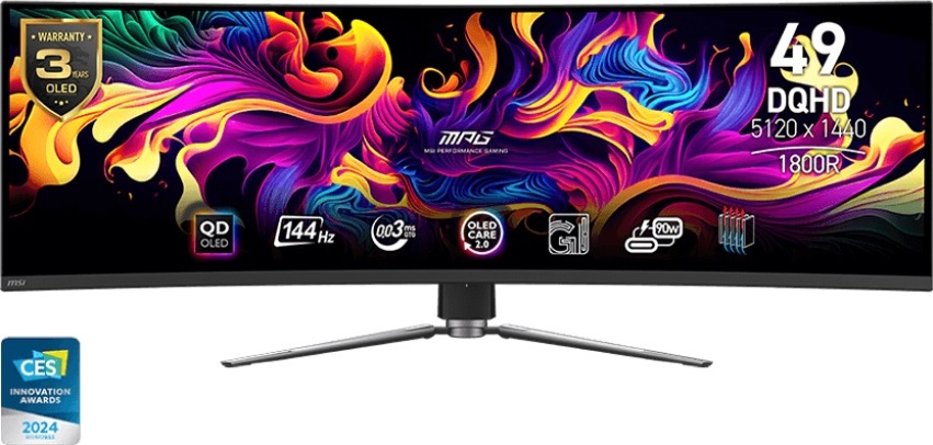 MSI LCD MPG 491CQP QD-OLED, 49", 5120x1440, QD-OLED, 0,03ms, VESA 100x100, Black