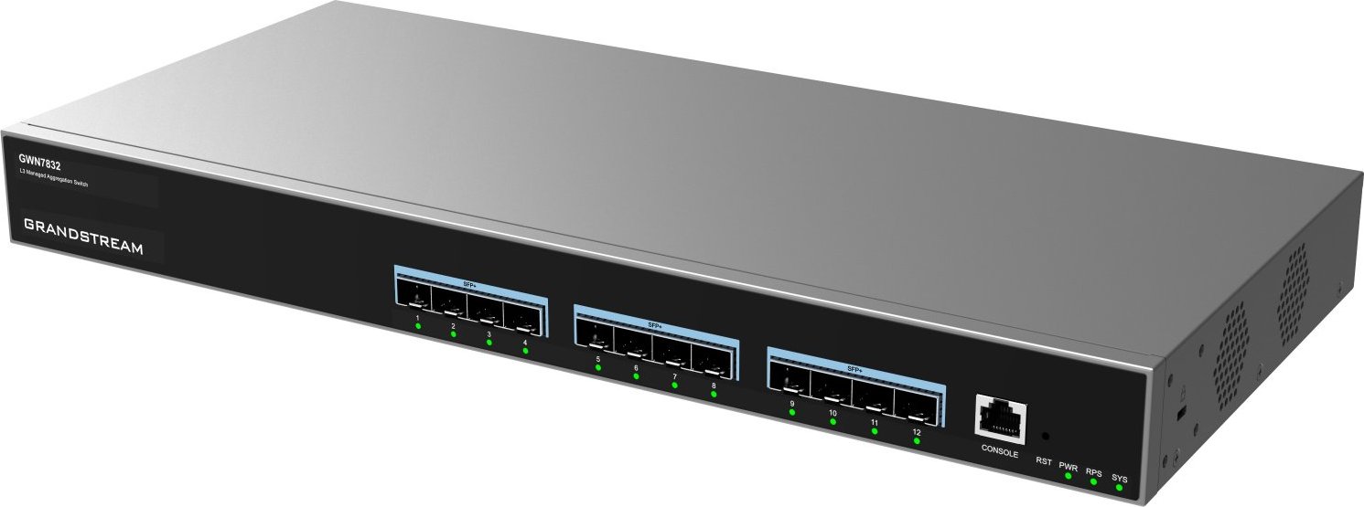 Grandstream GWN7832 L3 Managed Network Switch 12 SFP+ portů, DHCP, QoS, VLAN, CLI