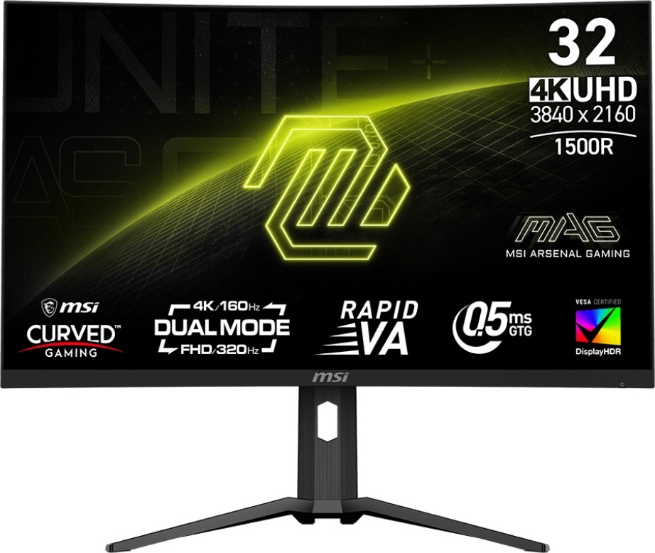 MSI MAG/321CUPDF/31,5"/VA/4K UHD/160Hz/0,5ms/Černá/3R